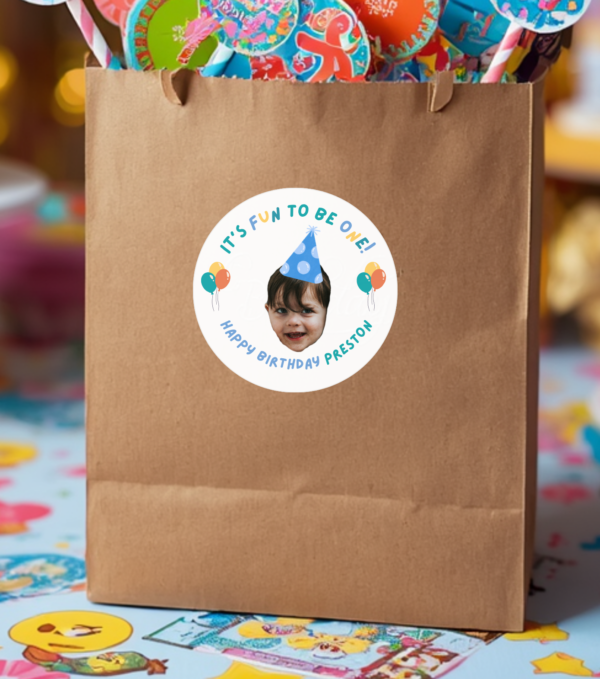 Customized One Year Old Birthday Stickers
