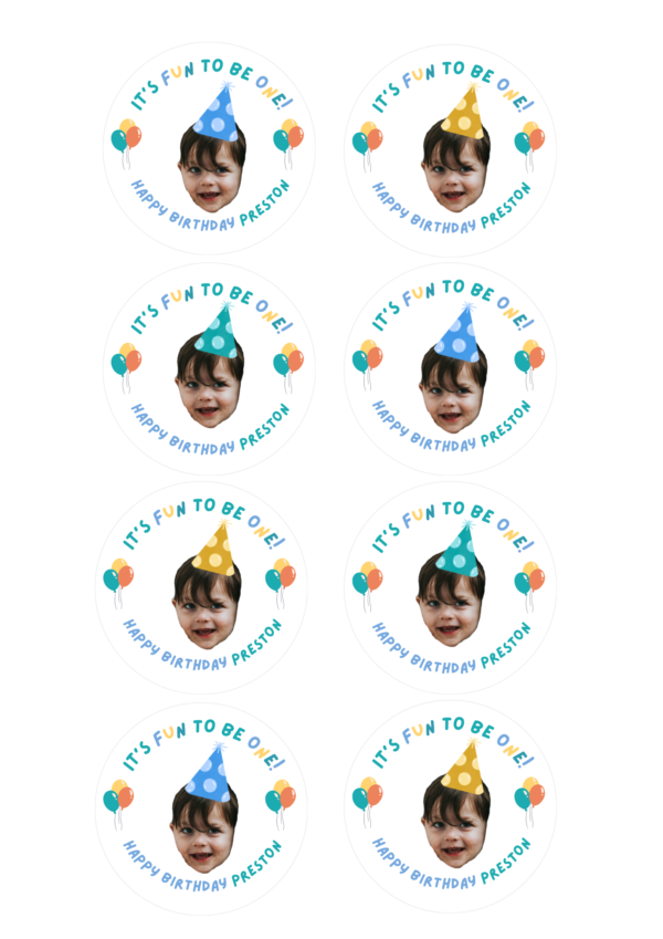 Customized One Year Old Birthday Stickers - 1 sheet